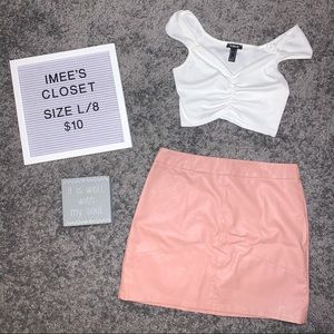 Pink Faux Leather Skirt